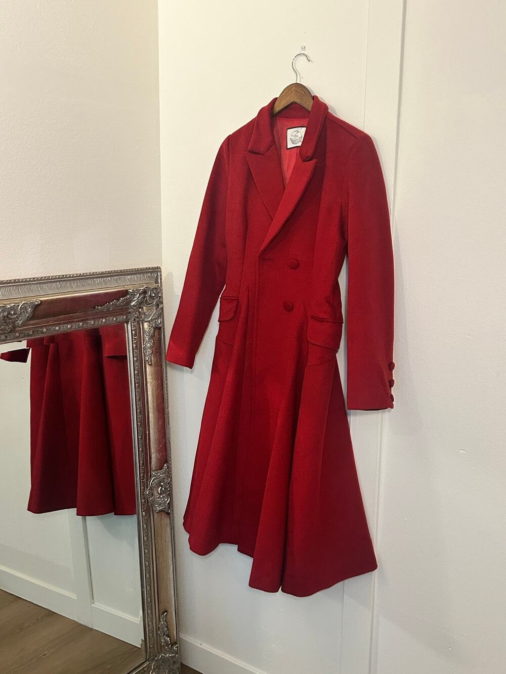 Linennaive Red Wool Princess Coat Vintage Style Fit & Flare - S/M Retail $299